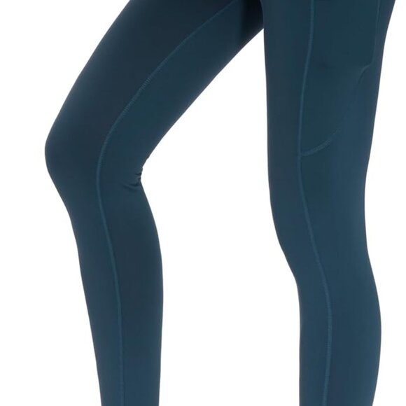 XL Dark Blue Green Thick High Waist Yoga Pants with Pockets and Tummy Control fo - Picture 1 of 6